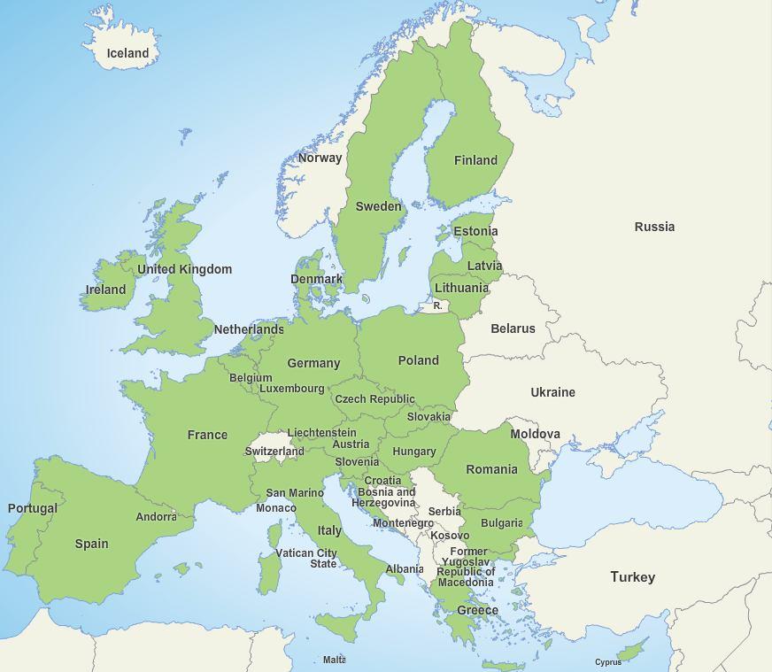 The new European countries New European countries: Romania, Bulgaria (2007),