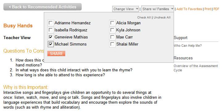 Activities Searching for Activities Teaching Strategies GOLD allows you to search more than 1,000 activities by Objective, Dimension, Class, Child, Time of Day, and Keyword.