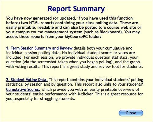 The Student Voting Data report contains grades for your individual students, by session and by question.