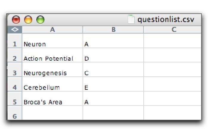 Section Seven -Pre-Assigning Question Titles and Correct Answers: Questionlist.
