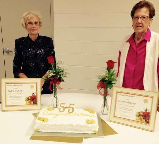 Omega Peaks, Winter 2018 Page 11 five year certificates as well as pins were presented to them. We are so proud and honored to have these two lovely ladies in our chapter.