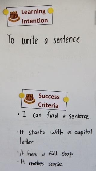 Kindergarten what is a sentence?