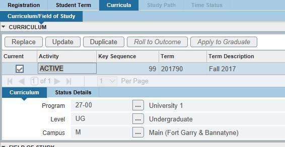 3. Select the CURRICULA tab, then click UPDATE.