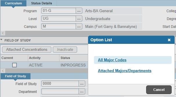 Click Next Section arrow (bottom left corner) to navigate to the FIELD OF STUDY section.