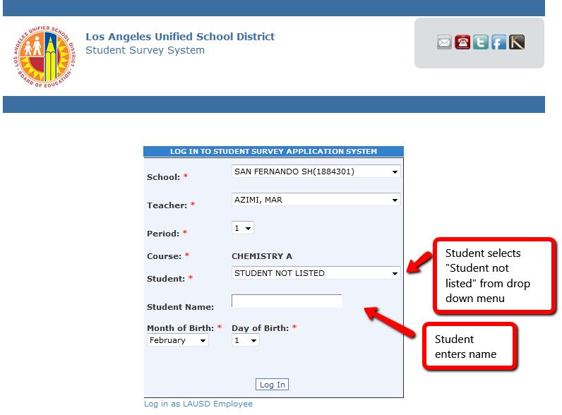 If a student s name is not found in the drop down menu in the Student field, select Student Not Listed, which is the first option in the drop down menu.