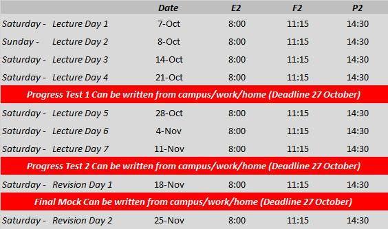 3rd Semester (October to November) TIMETABLE - MANAGEMENT LEVEL Prepares you to pass your Final CIMA exams!