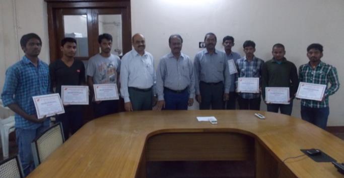 certificates in October. Mr. N. Prabhakar, Vice President, Sugar Division, Samalkot gave away the certificates.