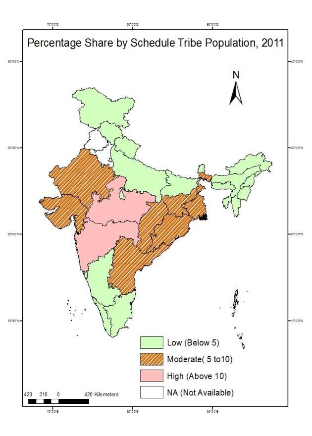 105 Figure 3 State-Wise Percent share of Schedule Caste Population to Total Population, Census 2011 Figure 4 State-Wise Percent share of Schedule Tribe Population to Total Population, Census 2011