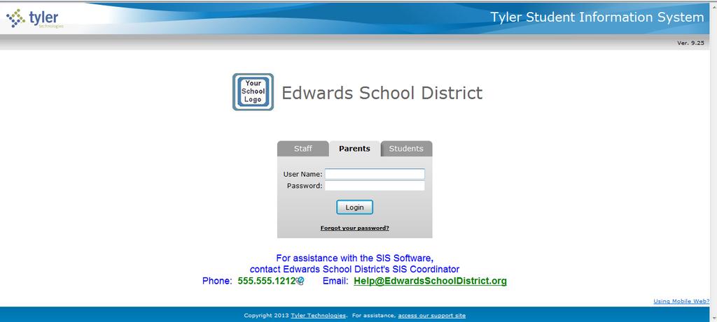 Tyler SIS Parent Portal For Frankfort Unit District #168 Enhance your connection between your children and their education. To begin using the Parent Portal, follow these steps: 1.