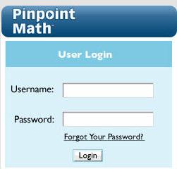 Logging In 1. Go to www.pinpointmath.com 2. Type your username and password in the provided fields. 3. Click Login and your homepage opens. a. If you forget your login details, click Forget your password?