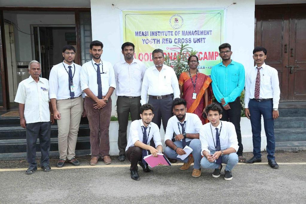 BLOOD DONATION CAMP: MEASI Institute of Management has been contributing continuously towards servicing the society. It is proved by organizing Blood Donation Camp.