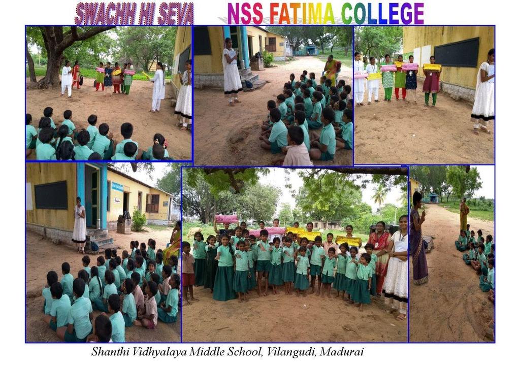 4. Nukud Natak & Swachh Oath As a part of Swachh Seva activity, NSS volunteers visited Shanthi Vidhyalaya Middle School and performed a Nukud Natak on Swachh India and motivated school students to