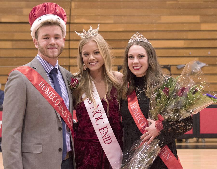 (NOC Photo by John Pickard) NOC Enid Homecoming royalty crowned Carley Frymire of Thomas and Jacob Pekrul, Goltry, were crowned Northern Oklahoma College Enid Homecoming Queen and King during