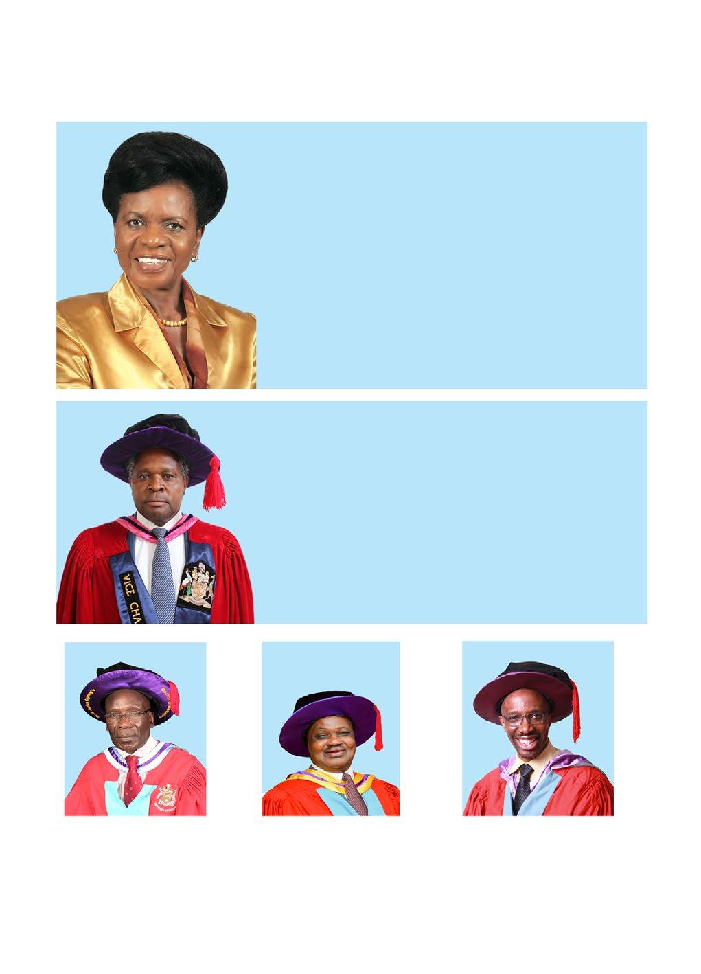 Officers of the University of Nairobi Prof. Julia Ojiambo, CBS, EBS, MBS Dip. Educ., (Nairobi), PgDip, (London), MSc, (Harvard), PhD, (Nairobi), PhD, (McGill) Chairperson of Council Prof. Peter M.F.