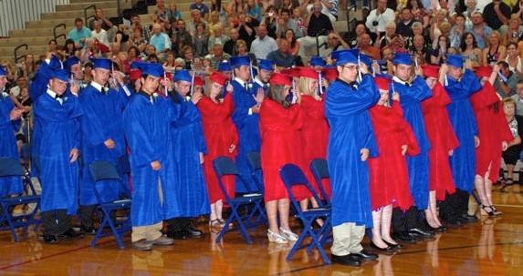 A total of 71 seniors graduated during ceremonies held Saturday evening in the high school gymnasium -- the first year the gymnasium was air-conditioned following the schoolʼs renovation project.