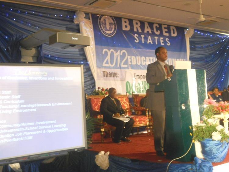 Vice-Chancellor Participates in BRACED Education Summit in Port Harcourt BRACED stands for the Bayelsa, Rivers, Akwa-Ibom, Cross-River, Edo and Delta States.