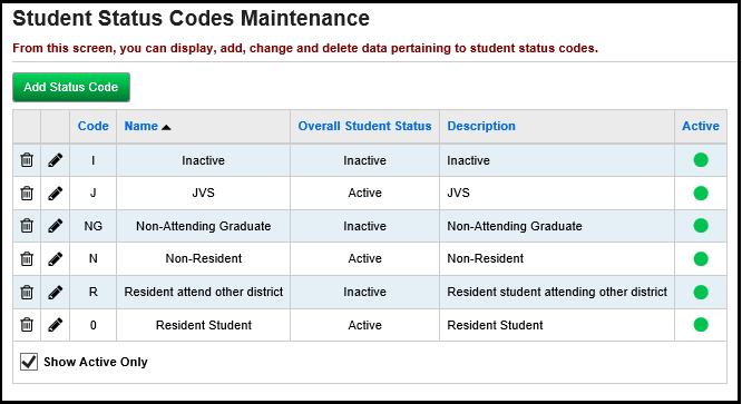 Define Student Status Codes Verify that appropriate Status Codes have been defined.