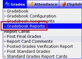 2. Select the Gradebook Reports option. 3.