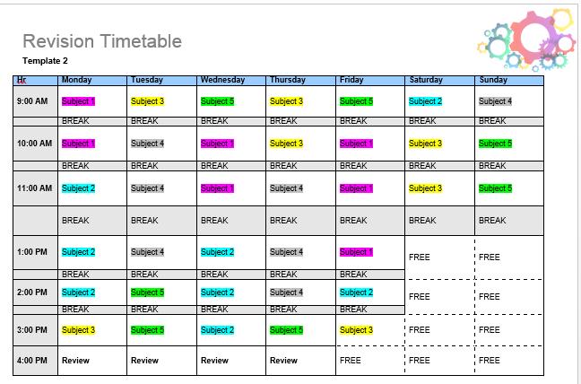 Check Revision Timetables Make a list of subject