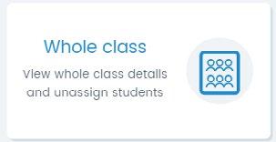 Classes Whole Class gives you an overview of each student s group, course and login details.