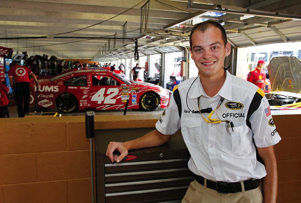 Alex Baker PATRICK HENRY COMMUNITY COLLEGE PHCC motorsports alum has dream job in NASCAR Alex Baker enjoyed studying mechanical engineering at Old Dominion University but his career plans were