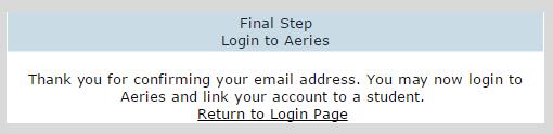 STEP 4: You will be redirected to the Parent Portal website for Email Verification.