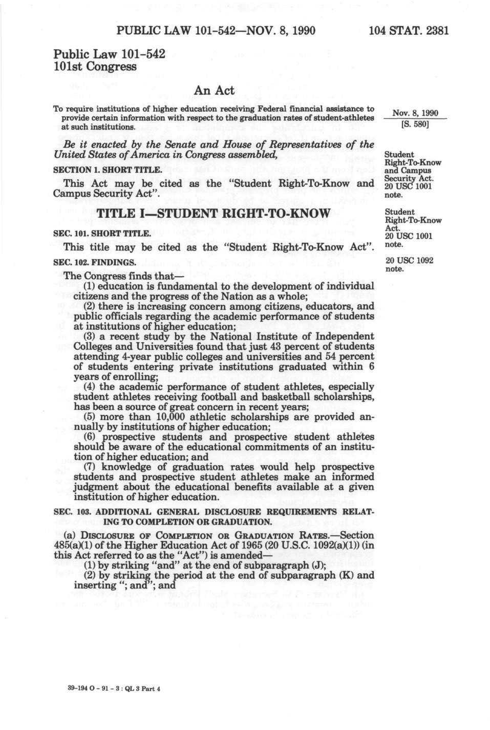 PUBLIC LAW 101-542 NOV. 8, 1990 104 STAT.