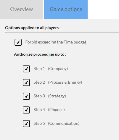 Game options Forbid exceeding the time budget This option should normally remain enabled, unless you have special needs such as testing the game or making a demo.