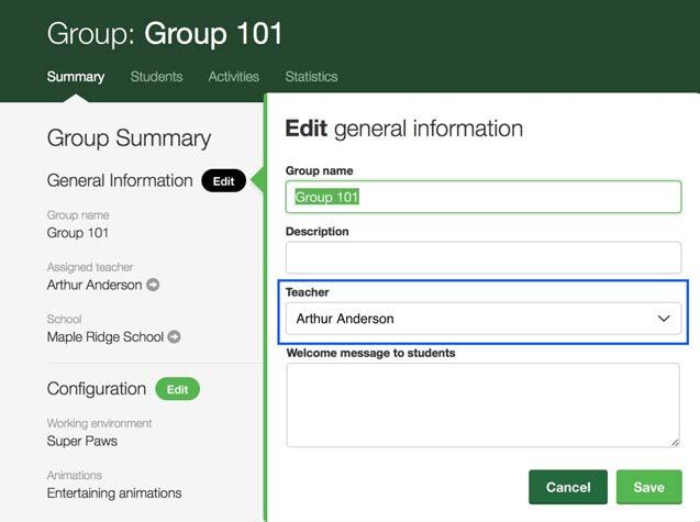 GROUPS 28 Assigning a Group to a Teacher Super Administrator School Administrator Groups are automatically assigned to the teacher who creates them.