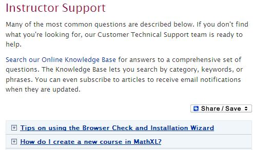 Note: You can access the Browser Check directly from the MathXL website at http://www.mathxl.com. Click Support in the top menu bar, and then click Browser Check in the left menu.