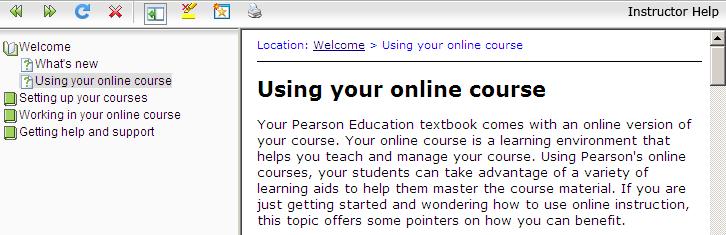 5. View the help pages. Return to your course and click Help at the top right of the page. On the Help for MathXL Instructors page, click Instructor Online Help.