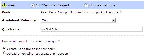 Note: Quizzes and tests are created the same way in the Homework/Test Manager. The only difference between quizzes and tests is how they are categorized in the Gradebook.