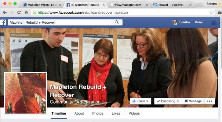 Social Media The Mapleton Rebuild and Recover Facebook page is more popular among residents than the website,