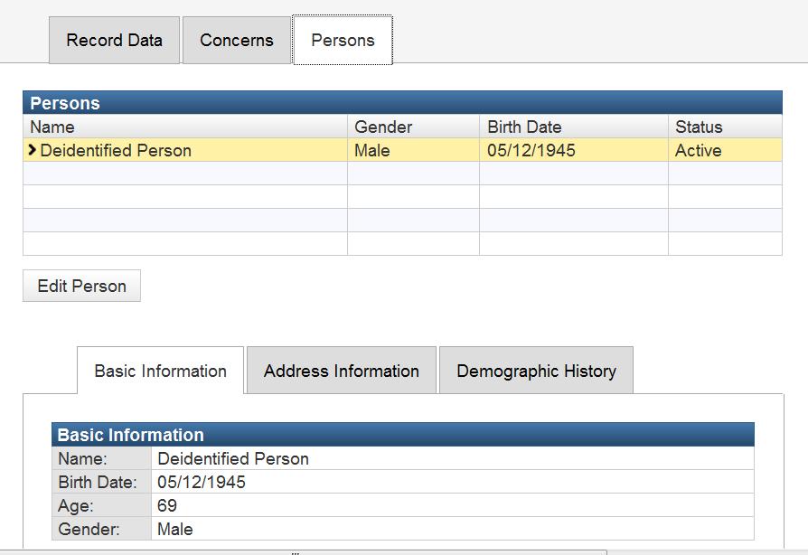 Edit PAE record: Person Data To edit a birthdate, gender, race or ethnicity,