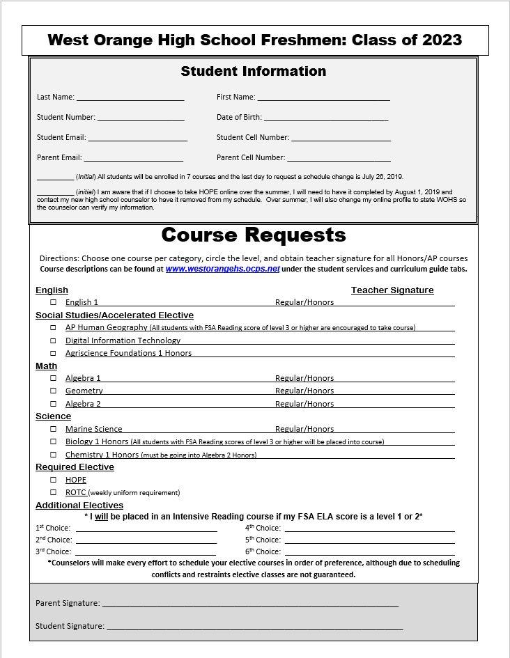 COURSE REGISTRATION FORM: STUDENT INFORMATION PRINT CLEARLY COURSES: DESCRIPTIONS OF EACH COURSE CAN BE FOUND