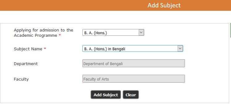 Then click on Added Subject will show like this Now, user can fill-up the application form clicking on They even can