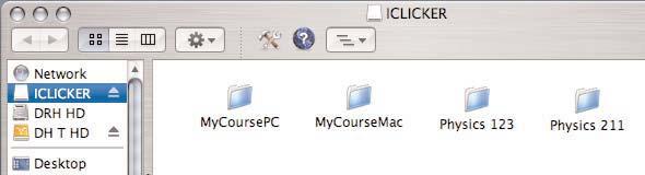 The flash drive contains two folders: MyCoursePC and MyCourseMac, which contain course templates and software for PC and Mac users, respectively.