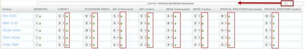 comments) To view all the columns available for grades, use the Slider Tool located at the top and bottom of the screen to scroll right and left.