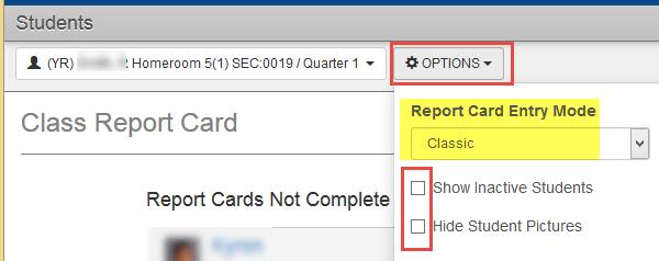 Leave the box unchecked if you do not want to generate a report card for a dropped or withdrawn student along with the rest of the class.