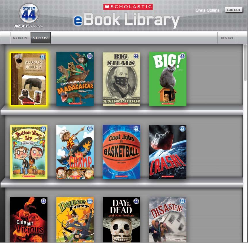 The ebook Library The ebook Library shows all available System 44 Next Generation ebooks.