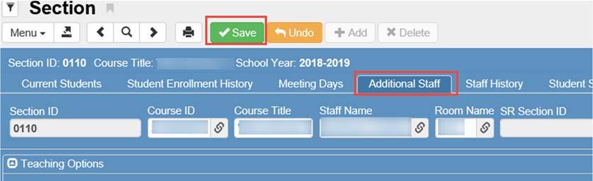 delete students from section by using the checkbox under