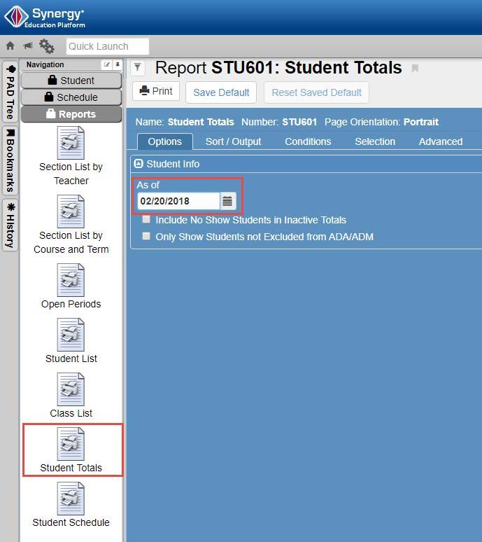 H. STU601 Active Student Totals 1.