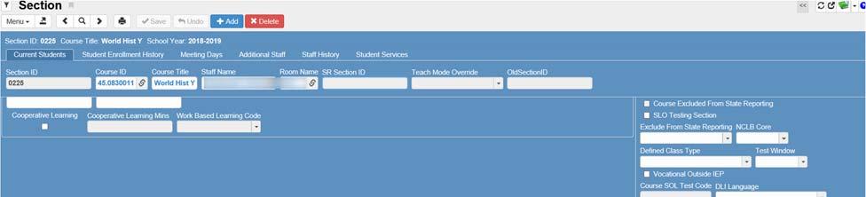 The Audit Class column is visible in Synergy SIS, on both the Student Screen/Classes tab, and on the Section screen.