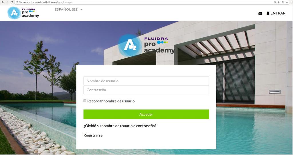 1. Fluidra Academy platform log-in To