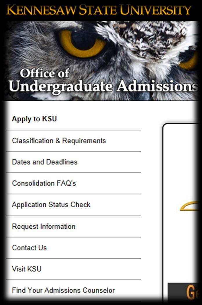 THE COLLEGE S ADMISSION WEBPAGE Create an account Review the list of required documents Use your