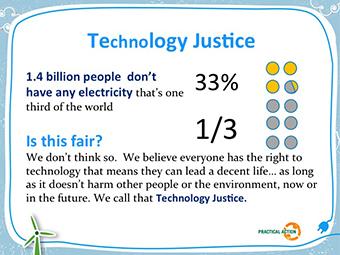 Slide 12 After the starter activity, we move onto Technology justice along with the info on the slide try get this message