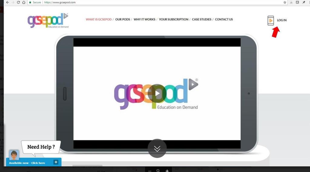 1. Go to the GCSE Pod website www.gcsepod.com 2.