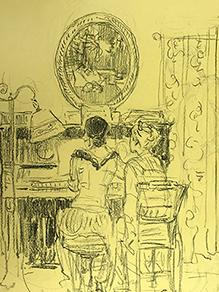Women Playing Piano: page from Violet Oakley's Sketchbook The Historical Society of Pennsylvania boasts around 140 of these personal sketchbooks in its vaults.
