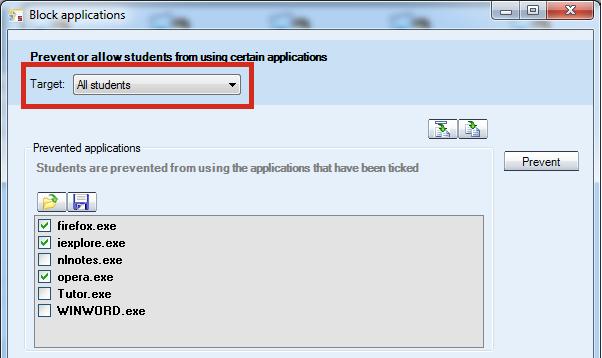 SHOW STUDENT APPLICATION Clicking this item will launch student recorders on the student screens.