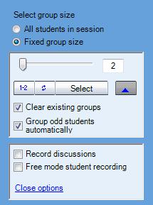 Under Options, you can also select if you want to record the student discussions or allow